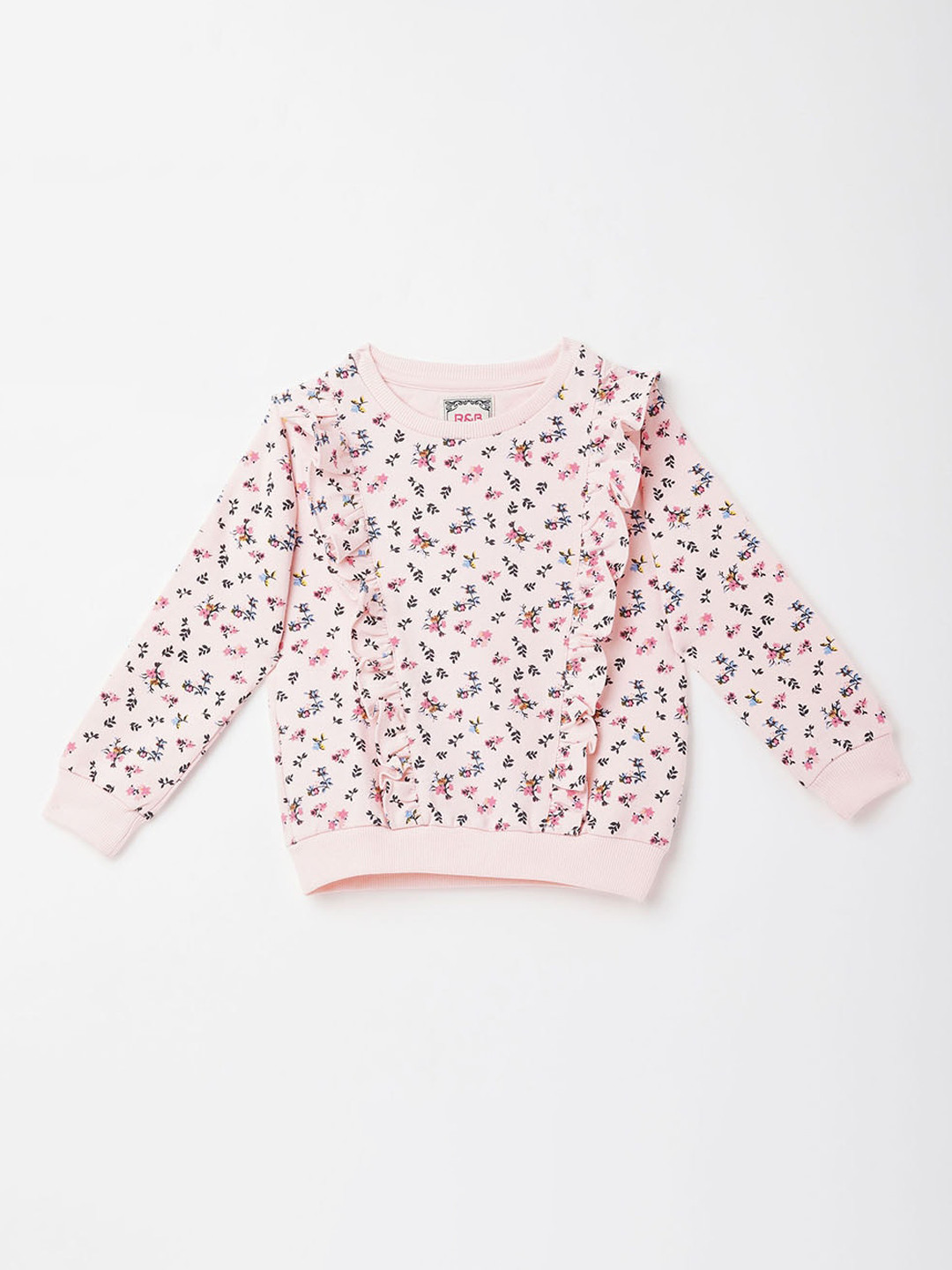 

R&B Girls Pink Printed Top with Trousers