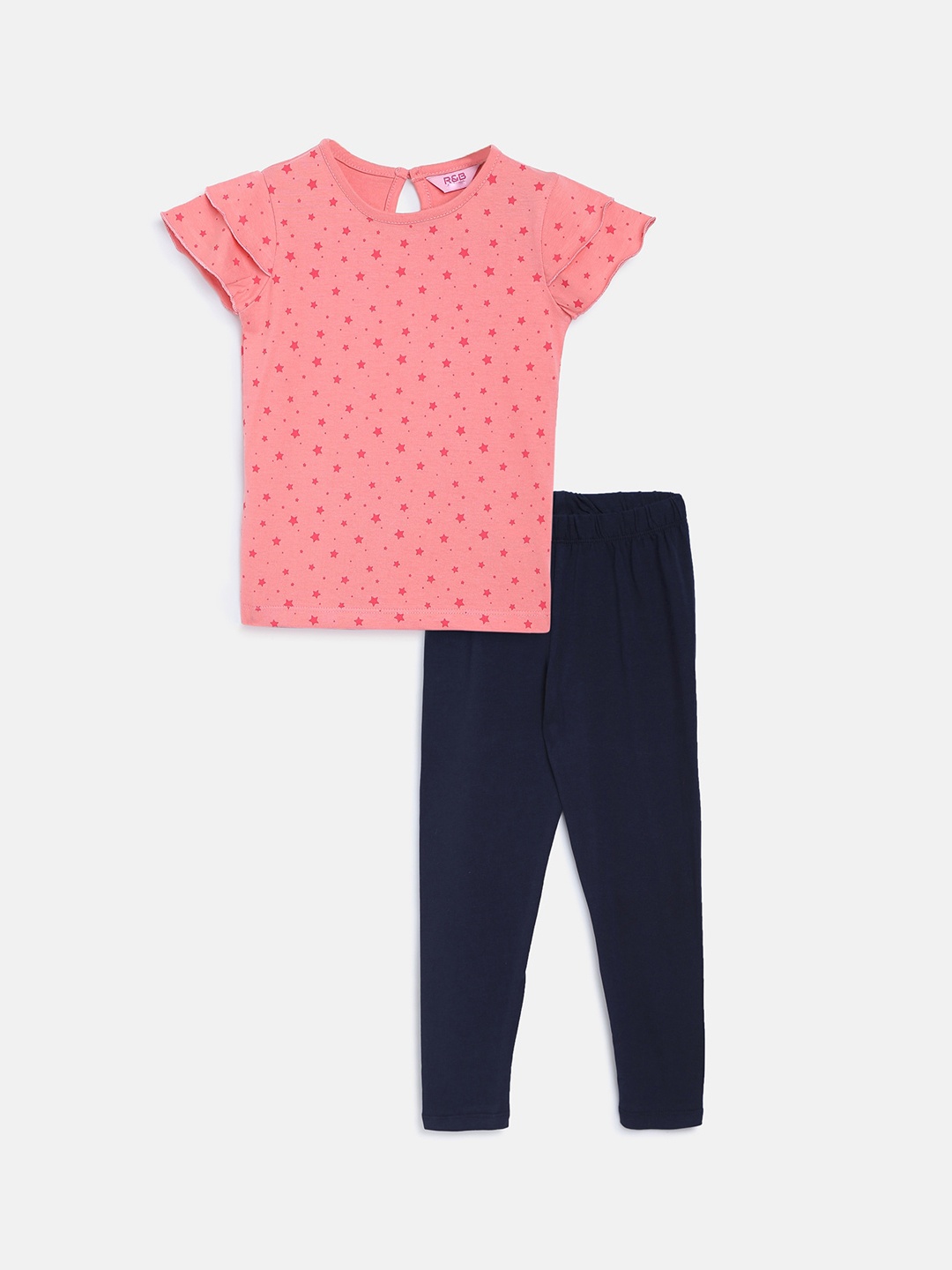 

R&B Girls Pink & Black Printed Top with Trousers