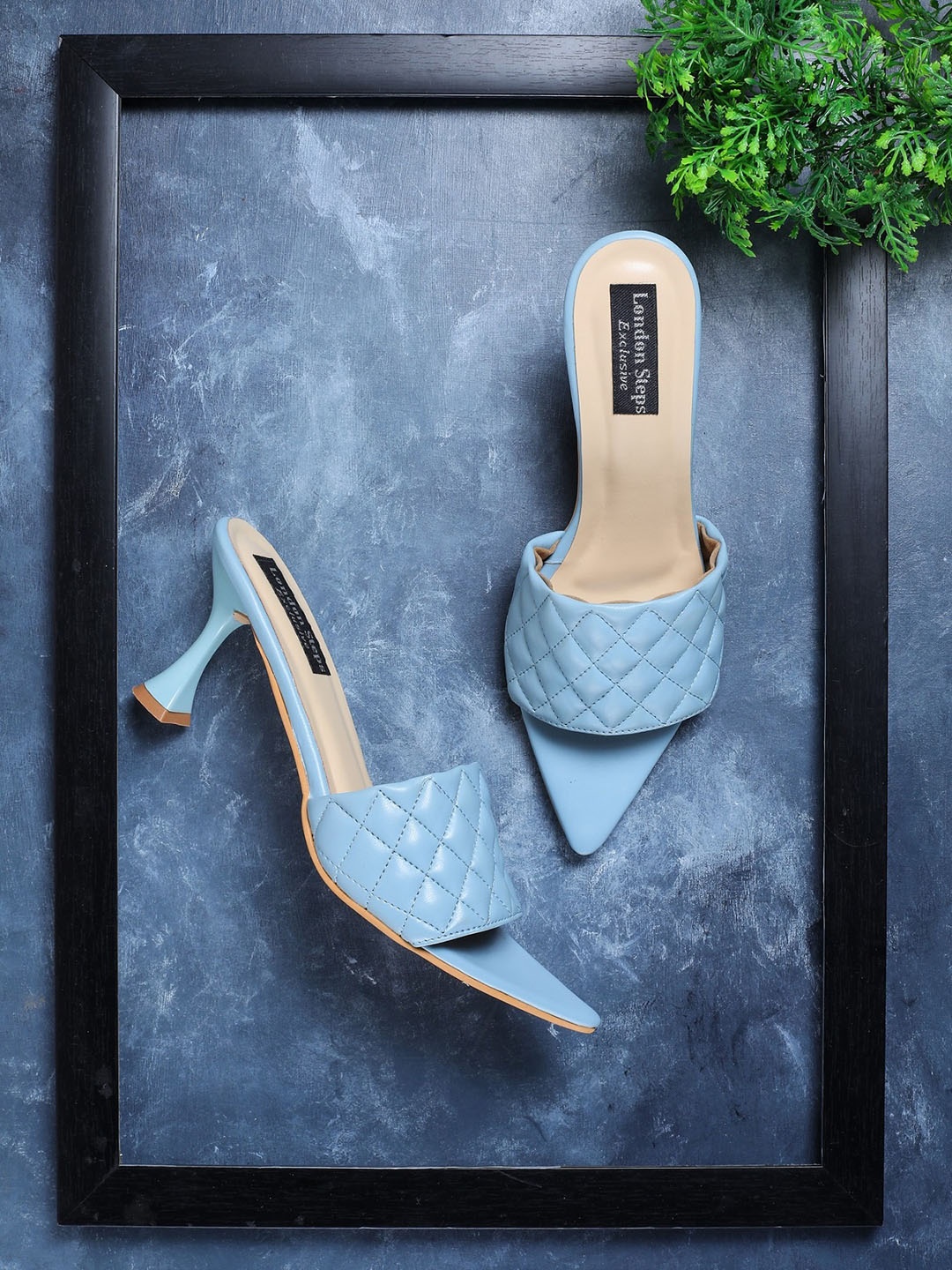 

LONDON STEPS Blue Printed Block Sandals