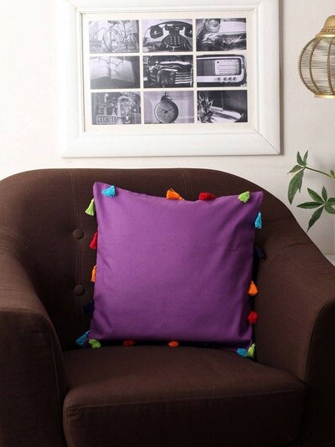 

Lushomes Purple Set of 3 Square Cushion Covers