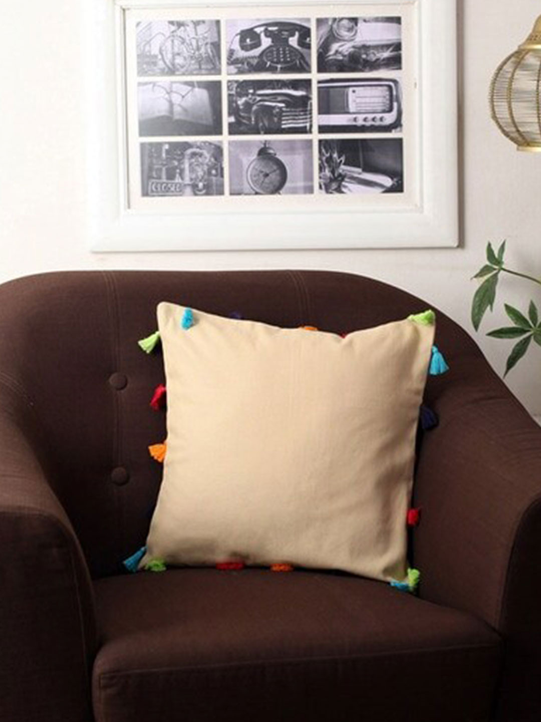 

Lushomes Beige Set of 3 Square Cushion Covers