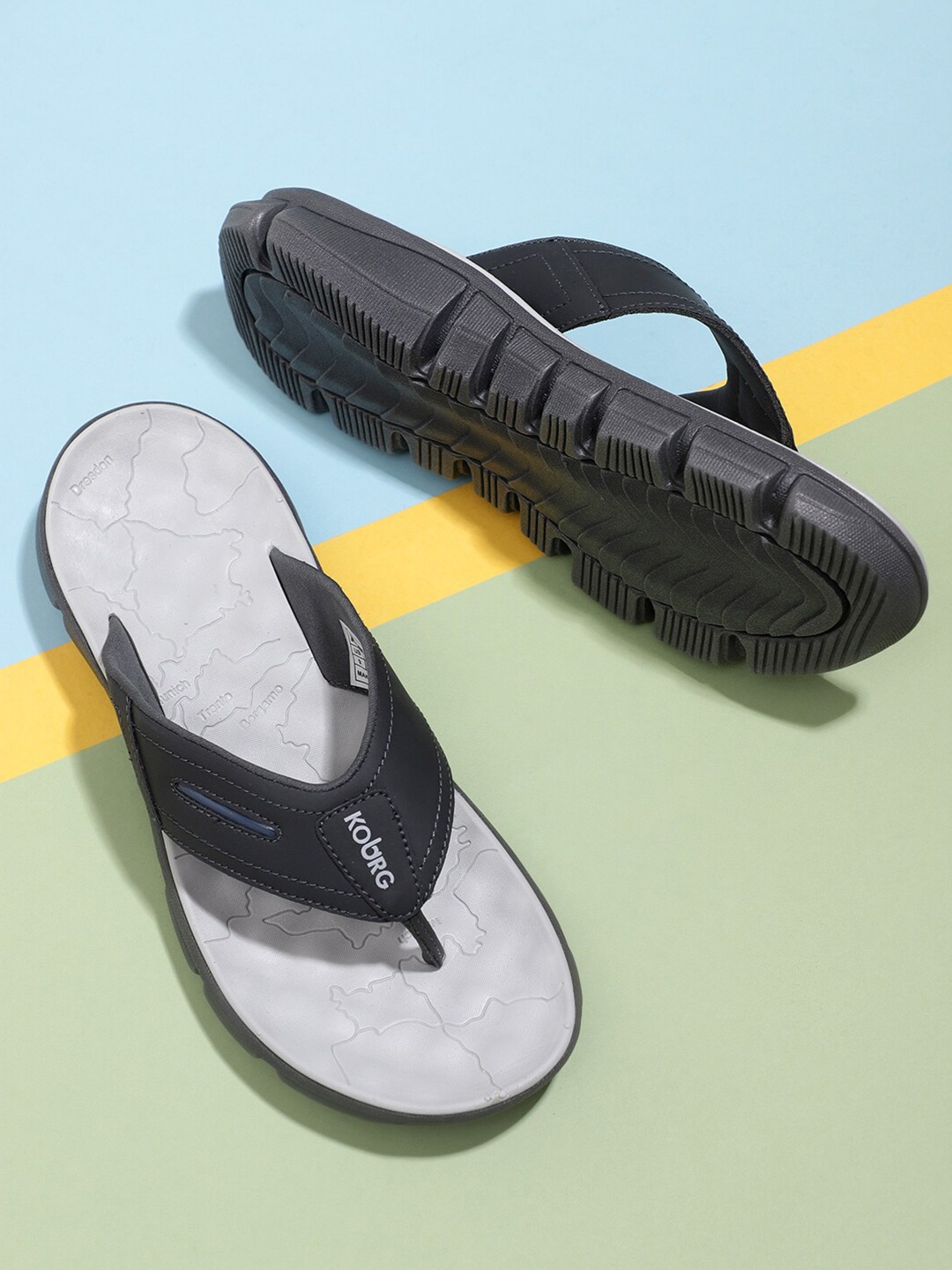 

Koburg Men Grey & White Croslite Thong Flip-Flops