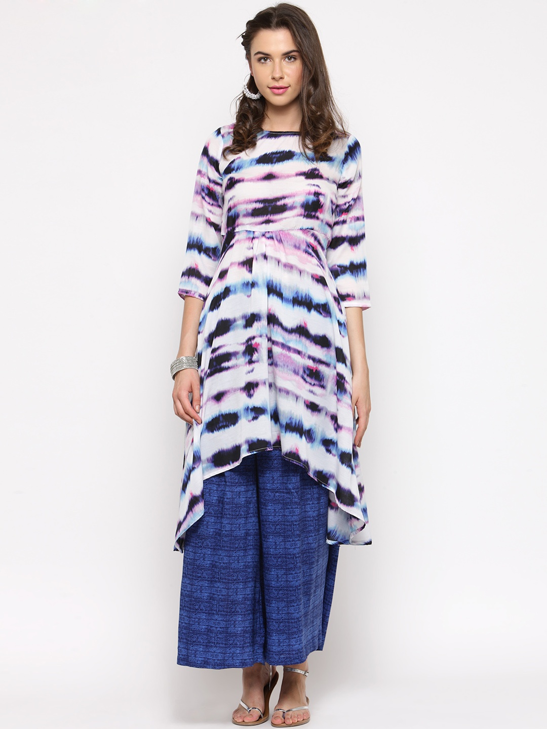 

Sera Women Purple & Blue Tie-Dyed Kurta with Palazzos