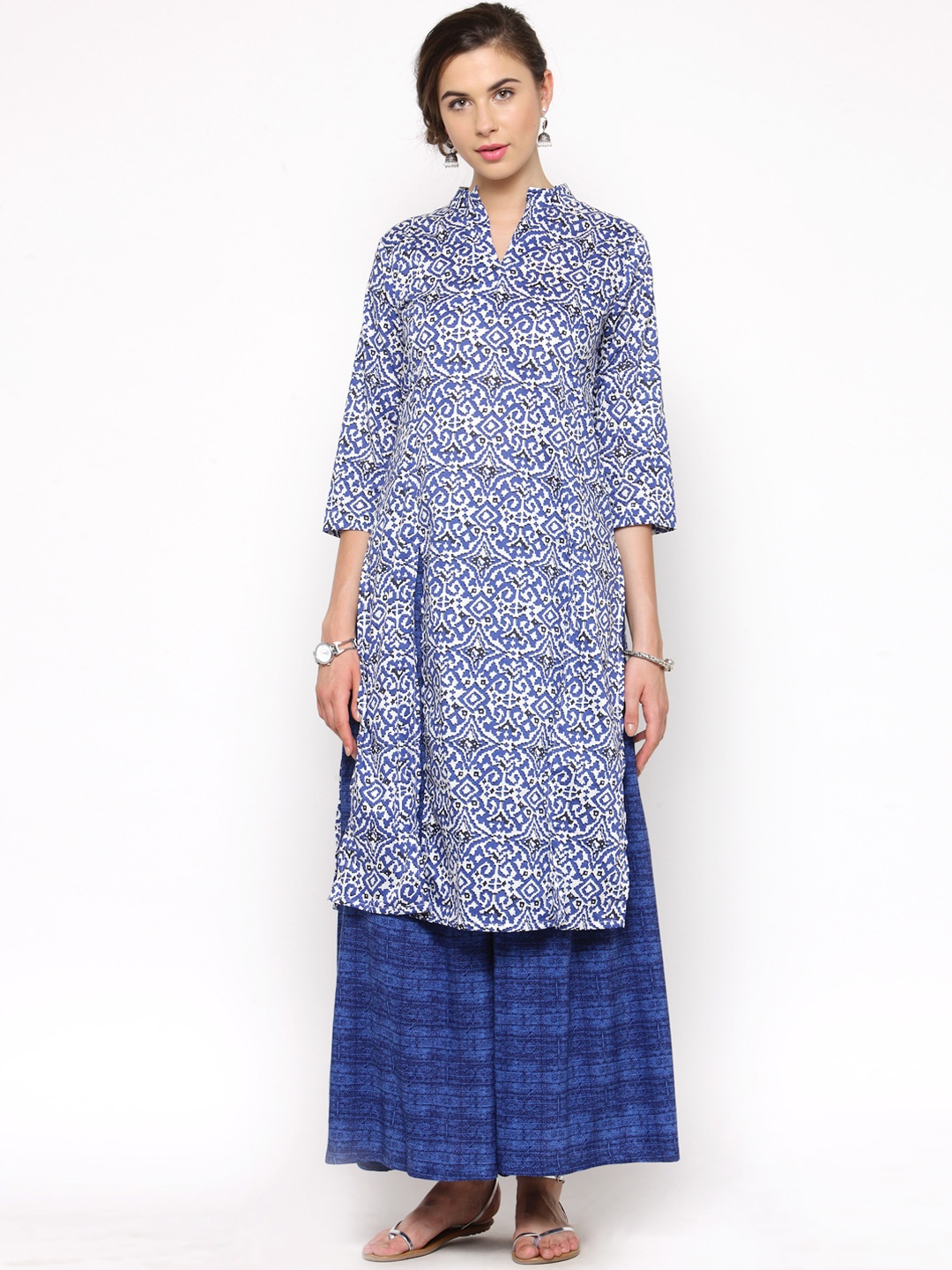 

Sera Women Blue Printed Kurta with Palazzos