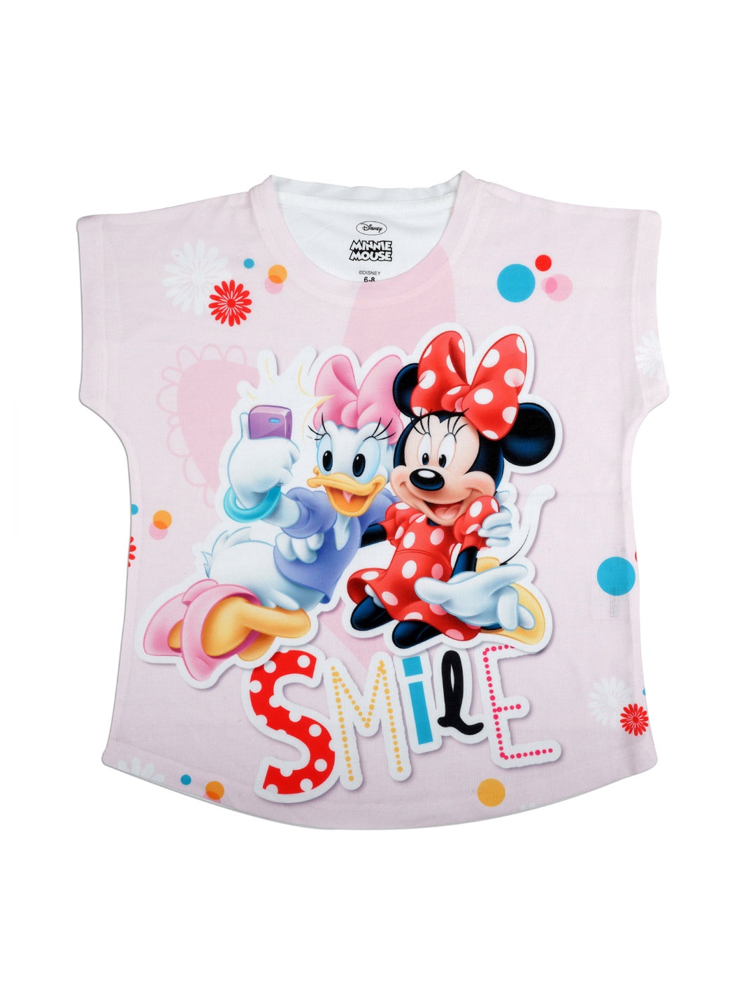 

Disney by Wear Your Mind Girls Pink & White Printed Top