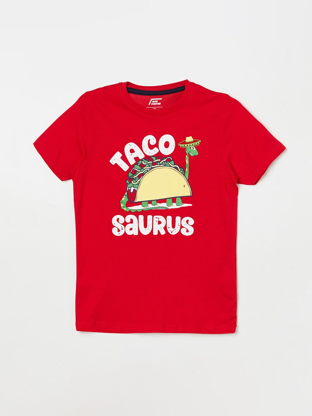 

Fame Forever by Lifestyle Boys Red Typography Printed Pure Cotton T-shirt