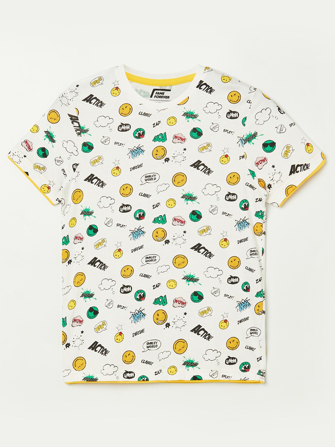 

Fame Forever by Lifestyle Boys Olive Green Smiley Print Cotton T-shirt