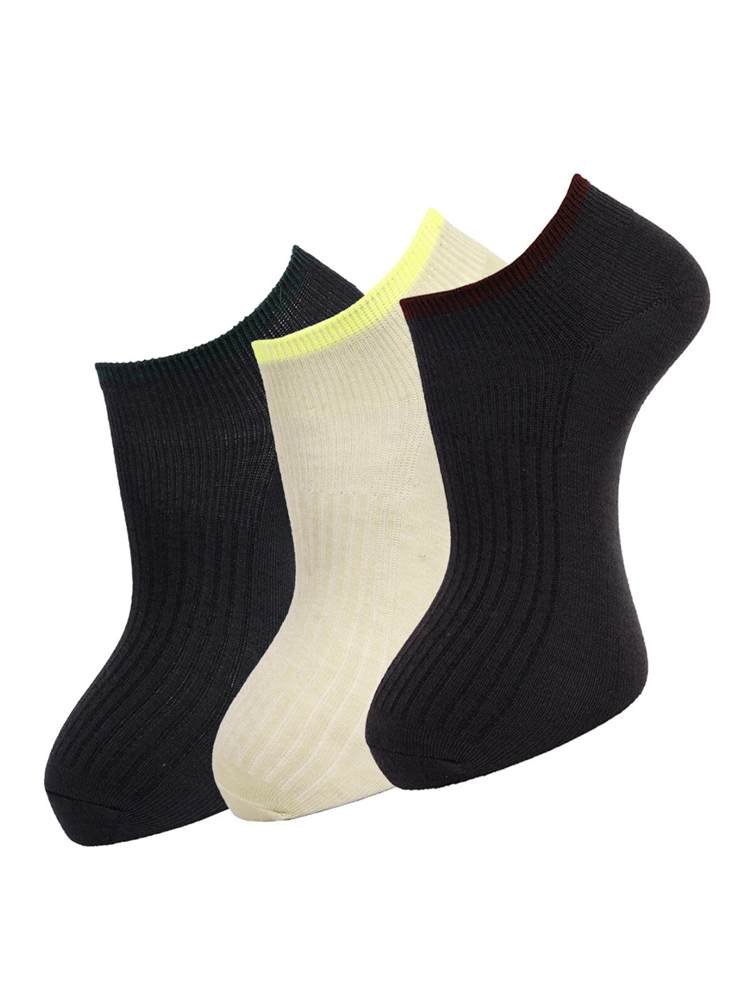

Dollar Socks Men Pack Of 3 Assorted Cotton Above Ankle Length Socks, Black