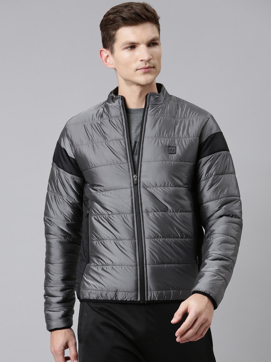 

Proline Active Men Grey Colourblocked Rapid-Dry Training or Gym Puffer Jacket