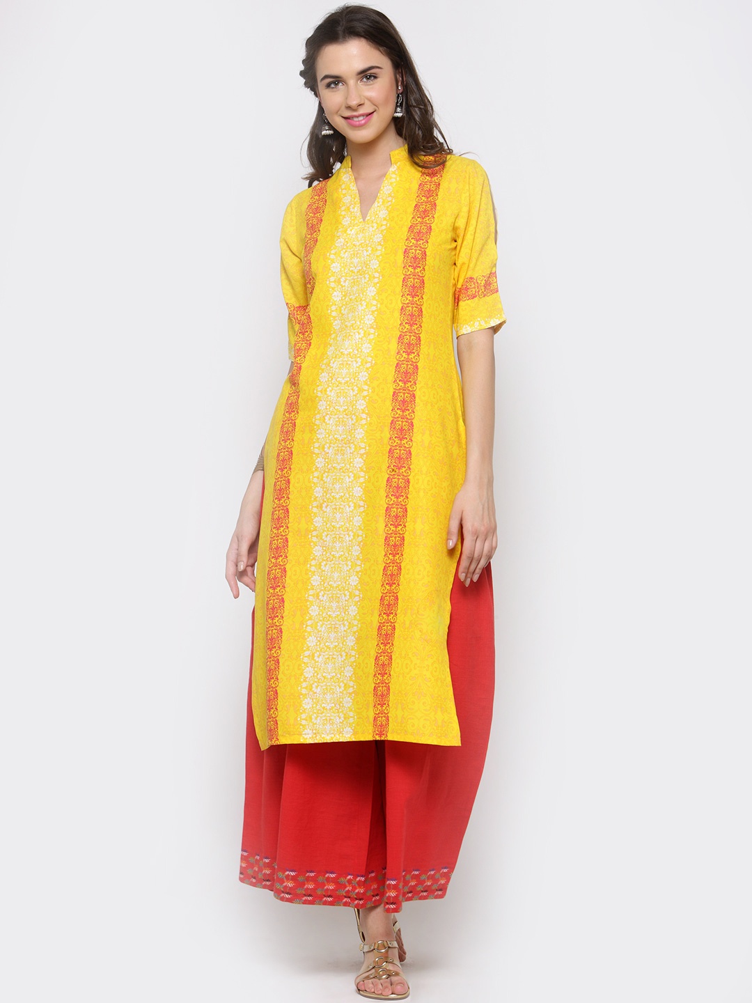 

Sera Women Yellow Printed Straight Kurta