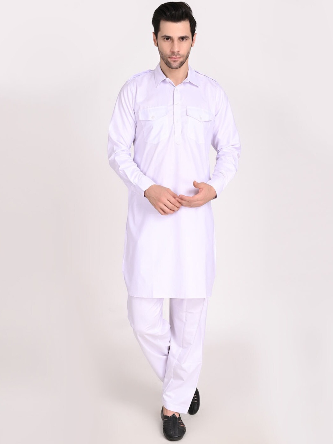 

TAHVO Men White Pure Cotton Kurta with Salwar