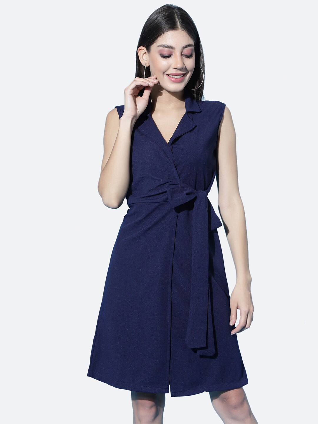 

Selvia Navy Blue Scuba Sheath Dress