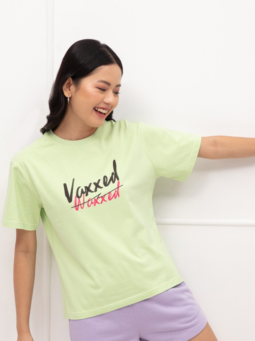 

20Dresses Women Green Typography T-shirt