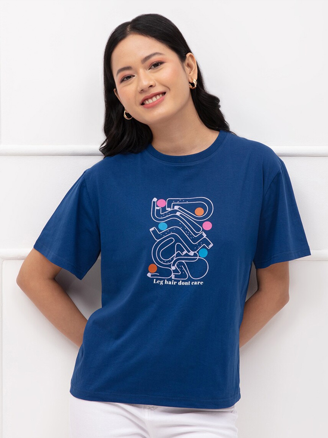 

20Dresses Women Relaxed Fit Blue Printed T-shirt