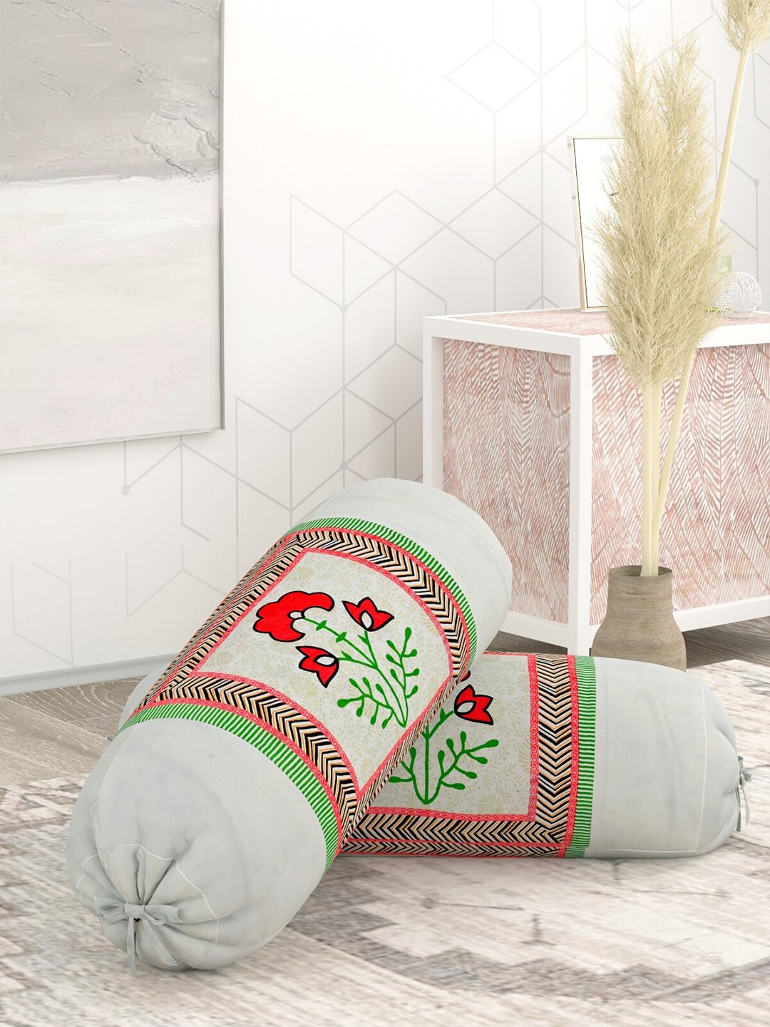 

Salona Bichona Set of 2 Floral Printed Bloster Cover, Green