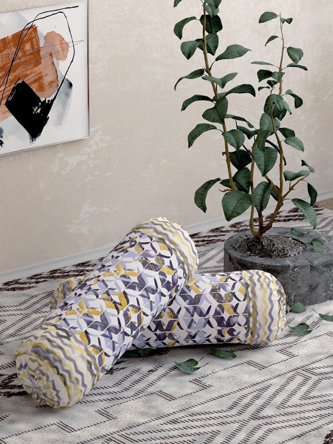 

Salona Bichona Purple & Grey Set of 2 Rectangle Cushion Covers
