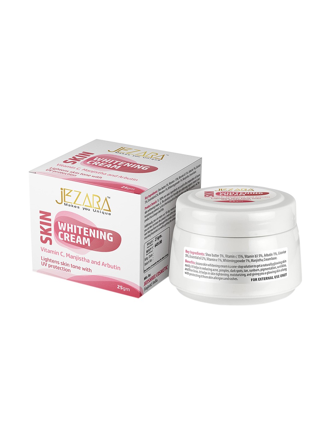 

JEZARA Skin Whitening Cream with Vitamin C & Manjistha for All Skin Types - 45g, White