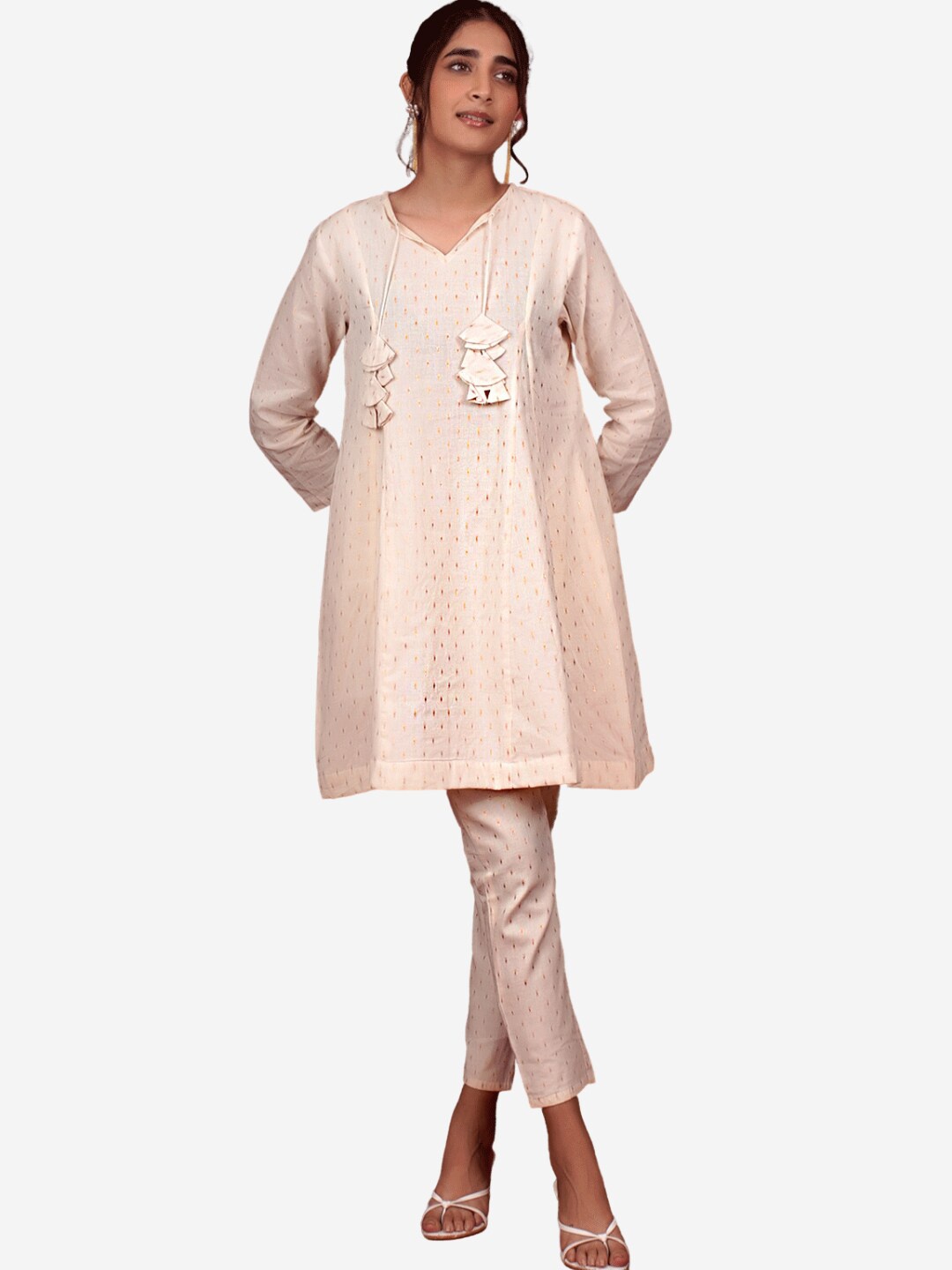

Alaya By Stage3 Women White Geometric Cotton A-line Kurta