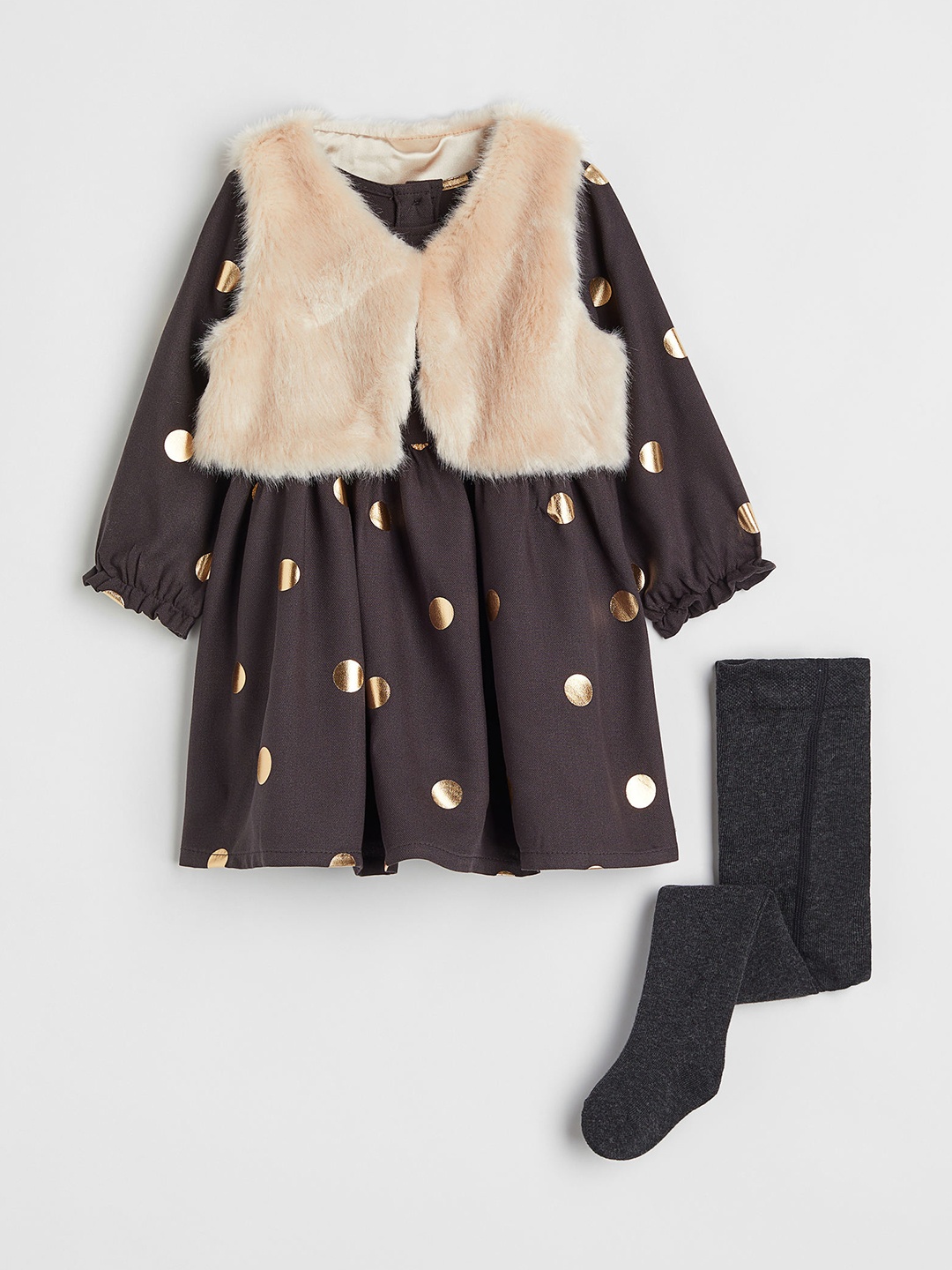 

H&M Girls Charcoal Grey Printed 3-Piece Set