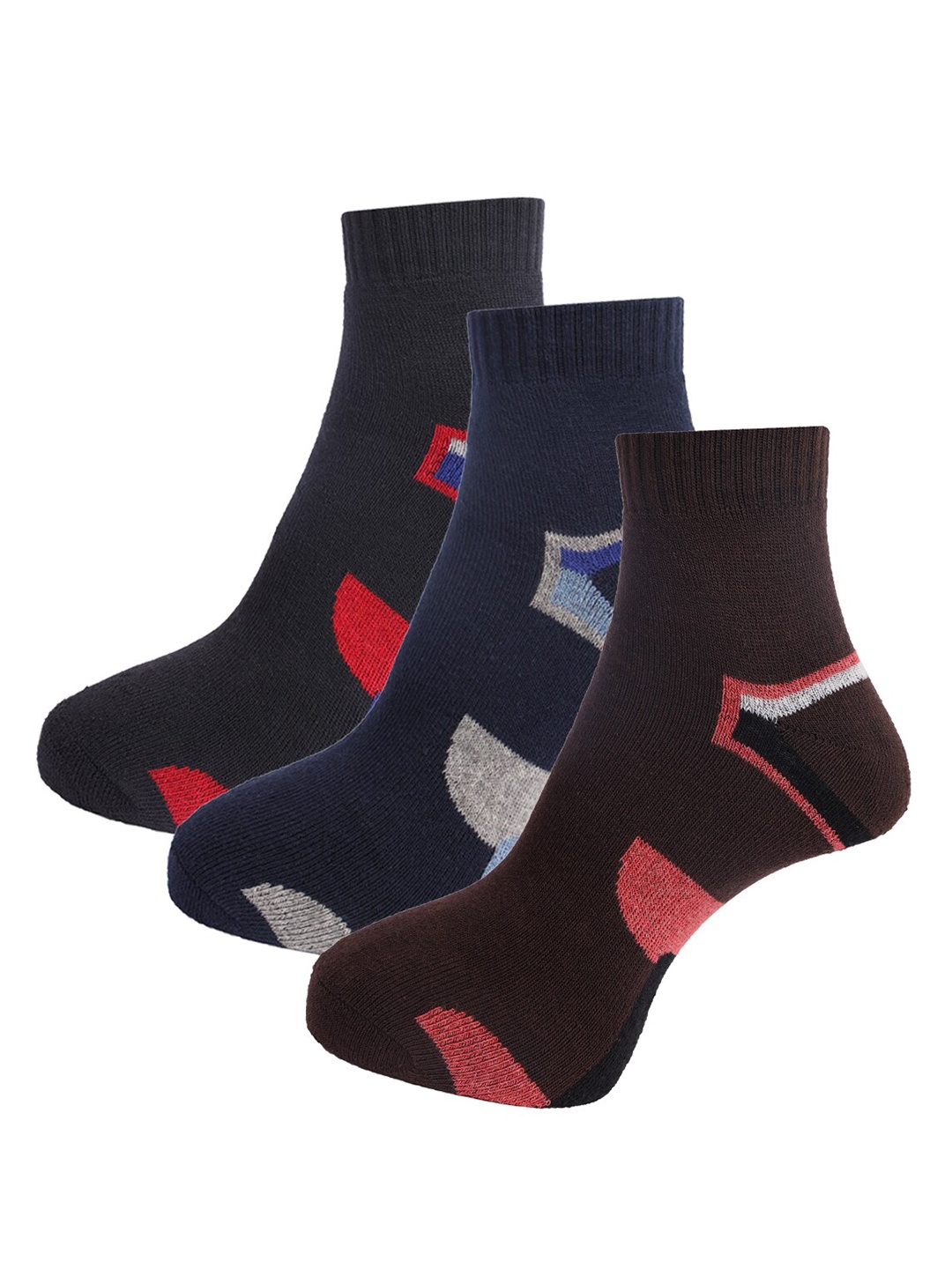 Dollar Socks Men Pack Of 3 Assorted Ankle-Length Cotton Socks
