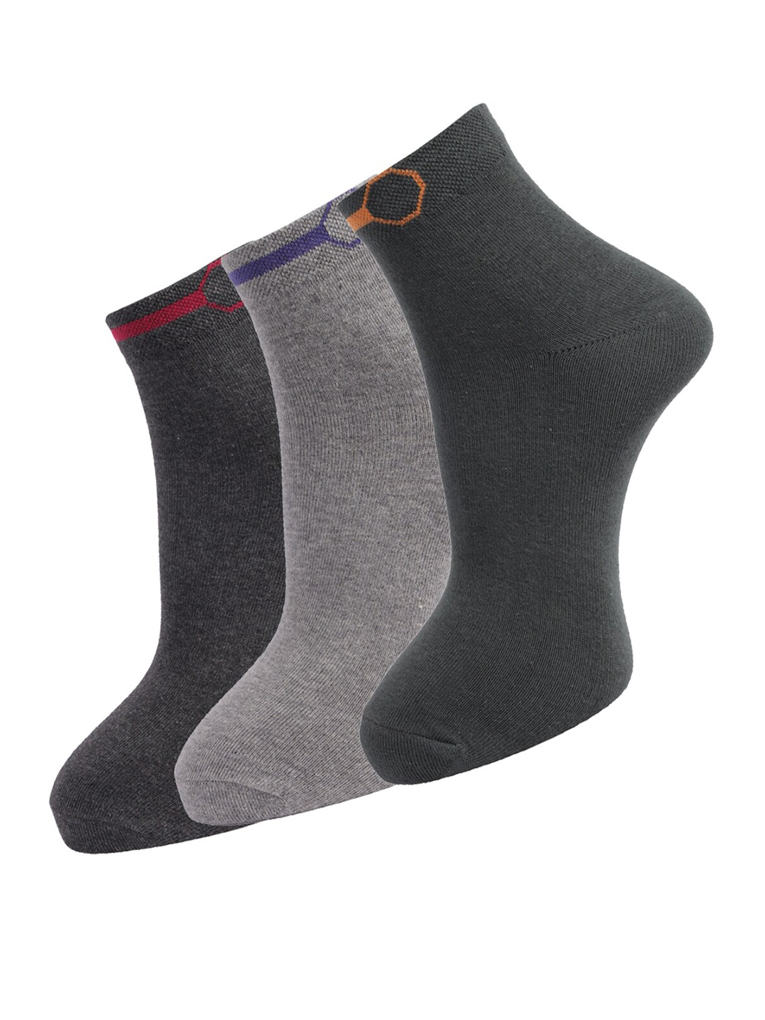 Dollar Socks Men Pack of 3 Assorted Cotton Ankle-Length Socks