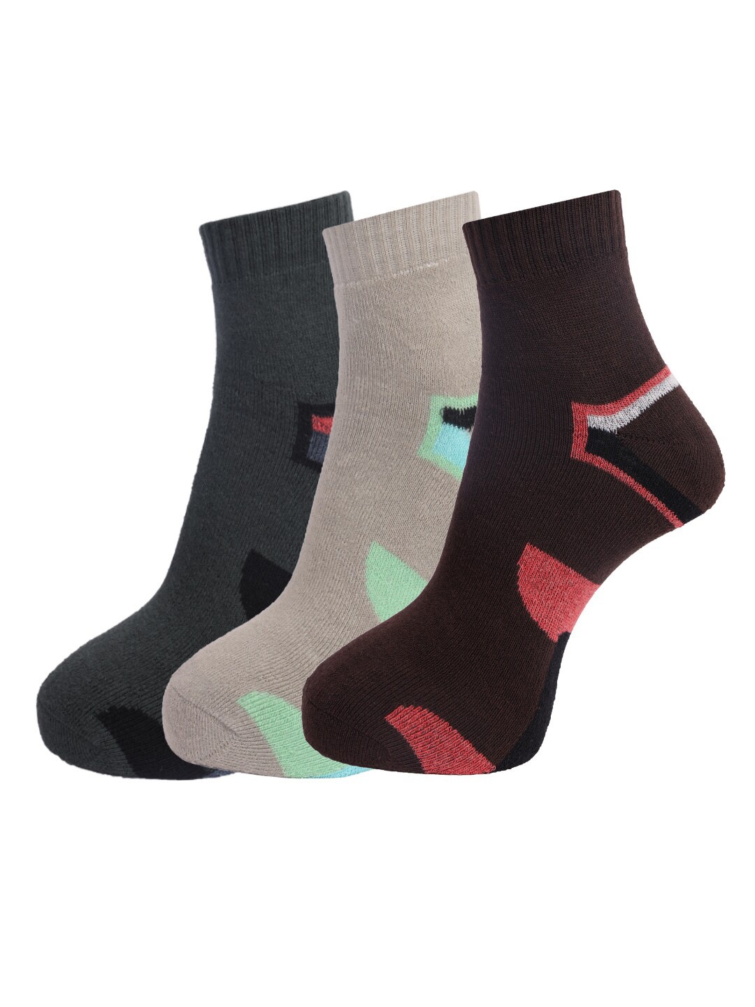 Dollar Socks Men Pack Of 3 Assorted Above Ankle Length Socks, Brown