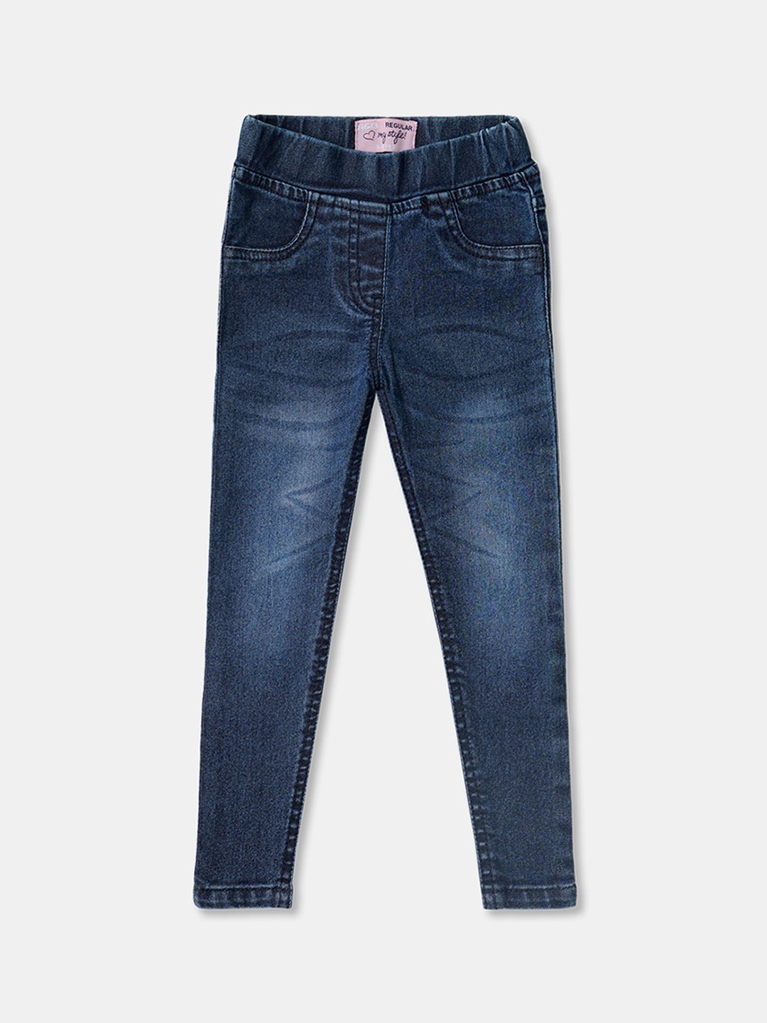 

R&B Girls Blue Low Distress Light Fade elasticated Jeans