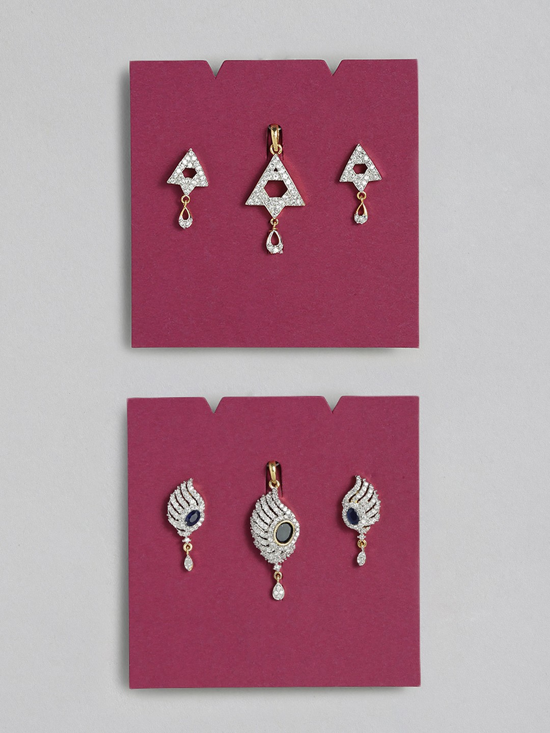 

Onaifa Set of 2 Gold-Plated AD Studded Pendant Sets