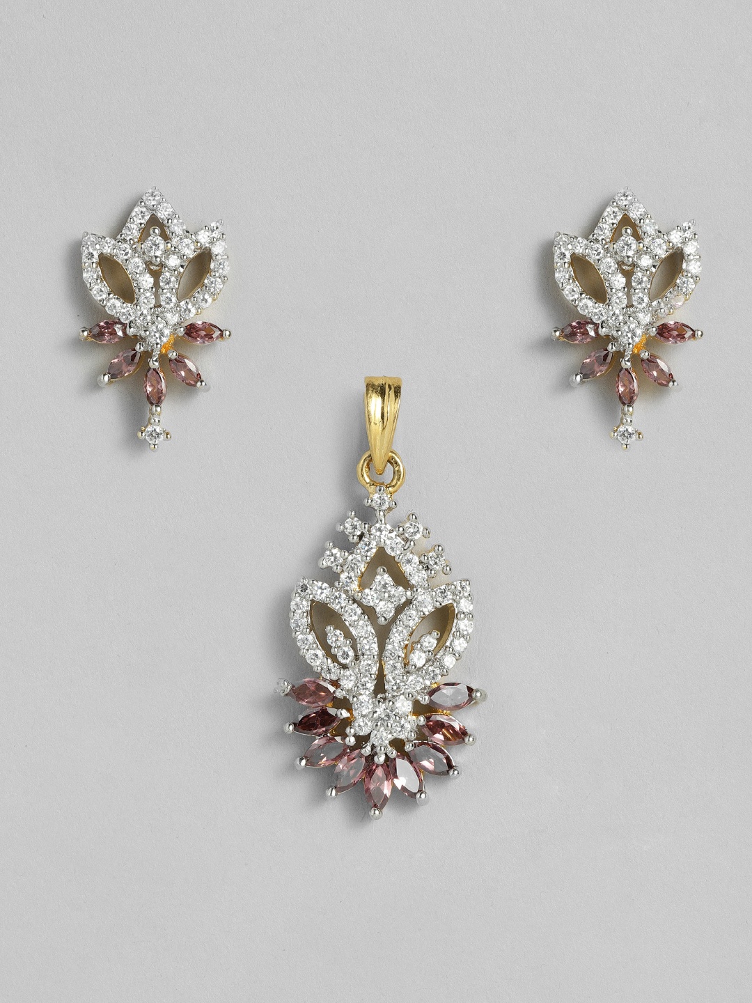 

Onaifa Gold-Plated AD Studded Pendant Set