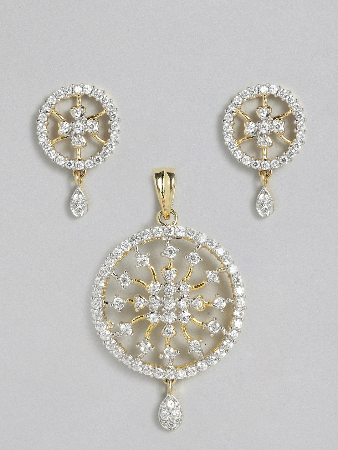 

Onaifa Gold-Plated AD Studded Pendant Set