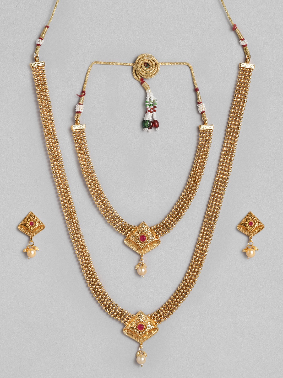 

Onaifa Set of 2 Gold-Plated Stone Studded Jewellery Set