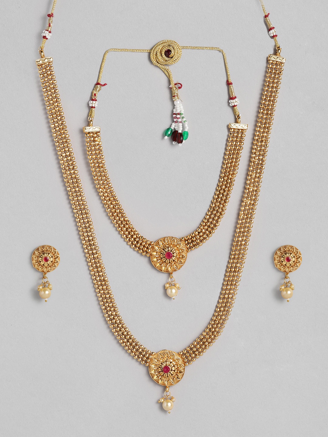 

Onaifa Set of 2 Gold-Plated Stone Studded Jewellery Set