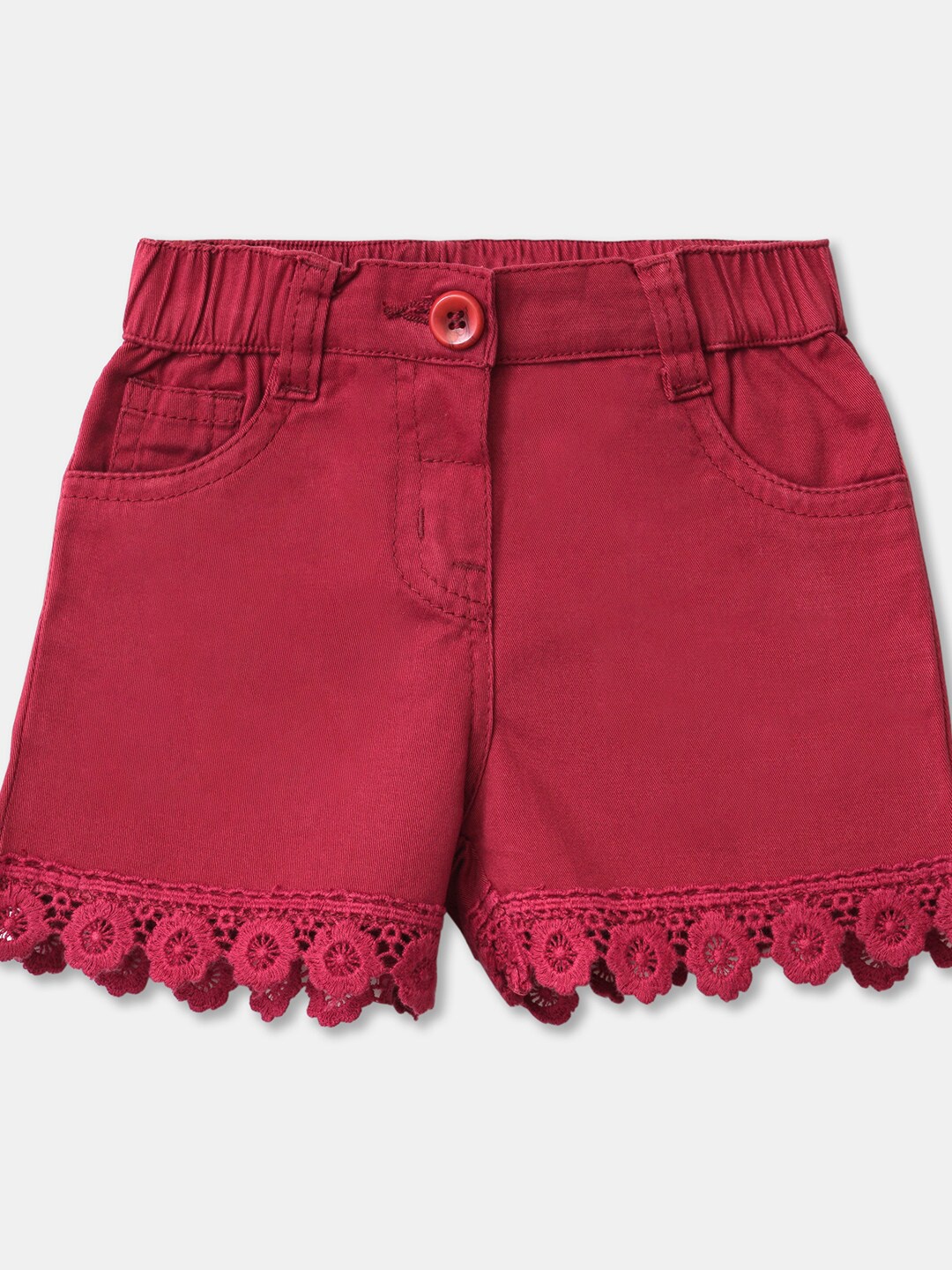 

R&B Girls Burgundy Regular Fit Solid Shorts