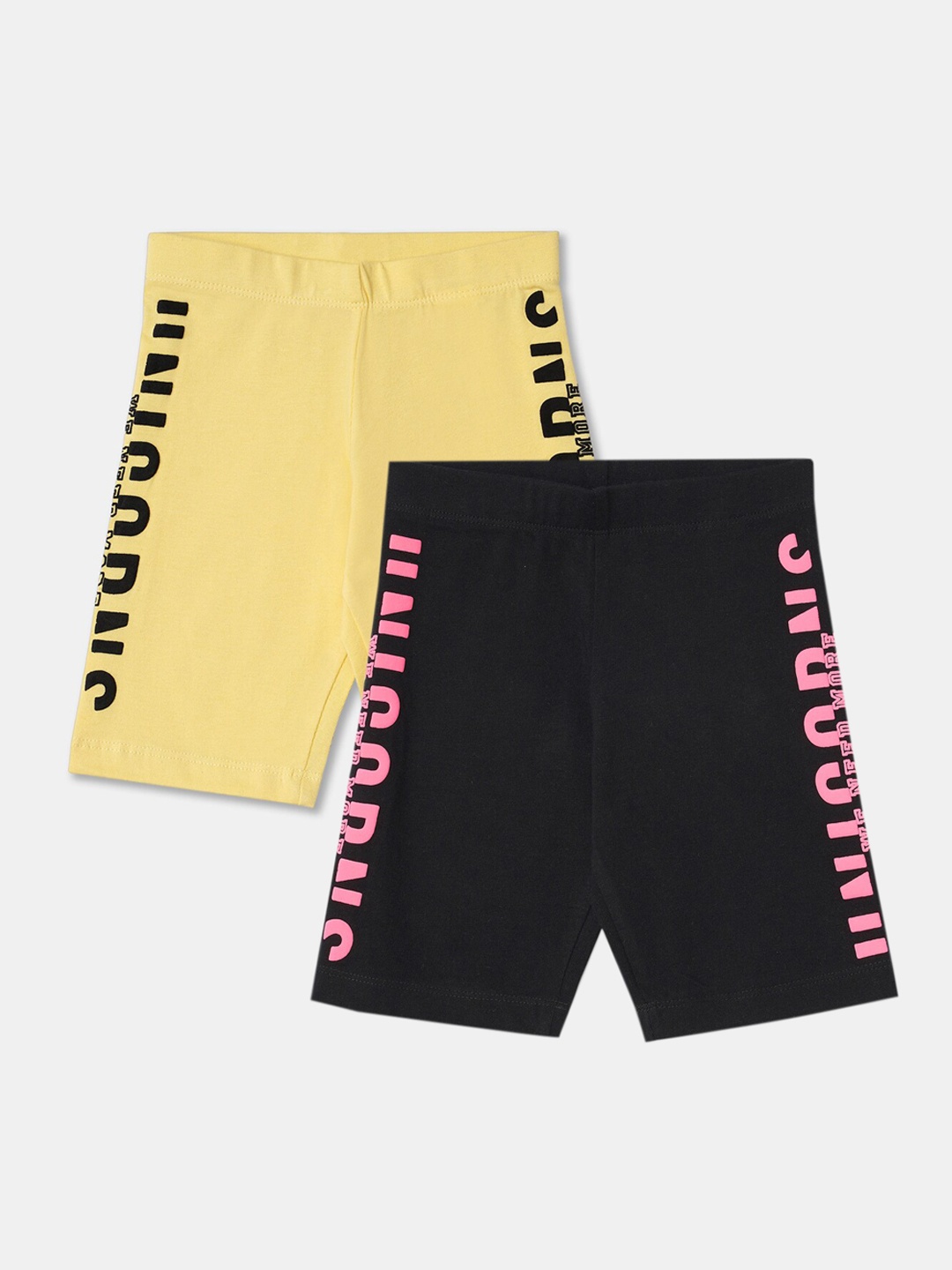 

R&B Girls Multicoloured Printed Sports Shorts, Yellow