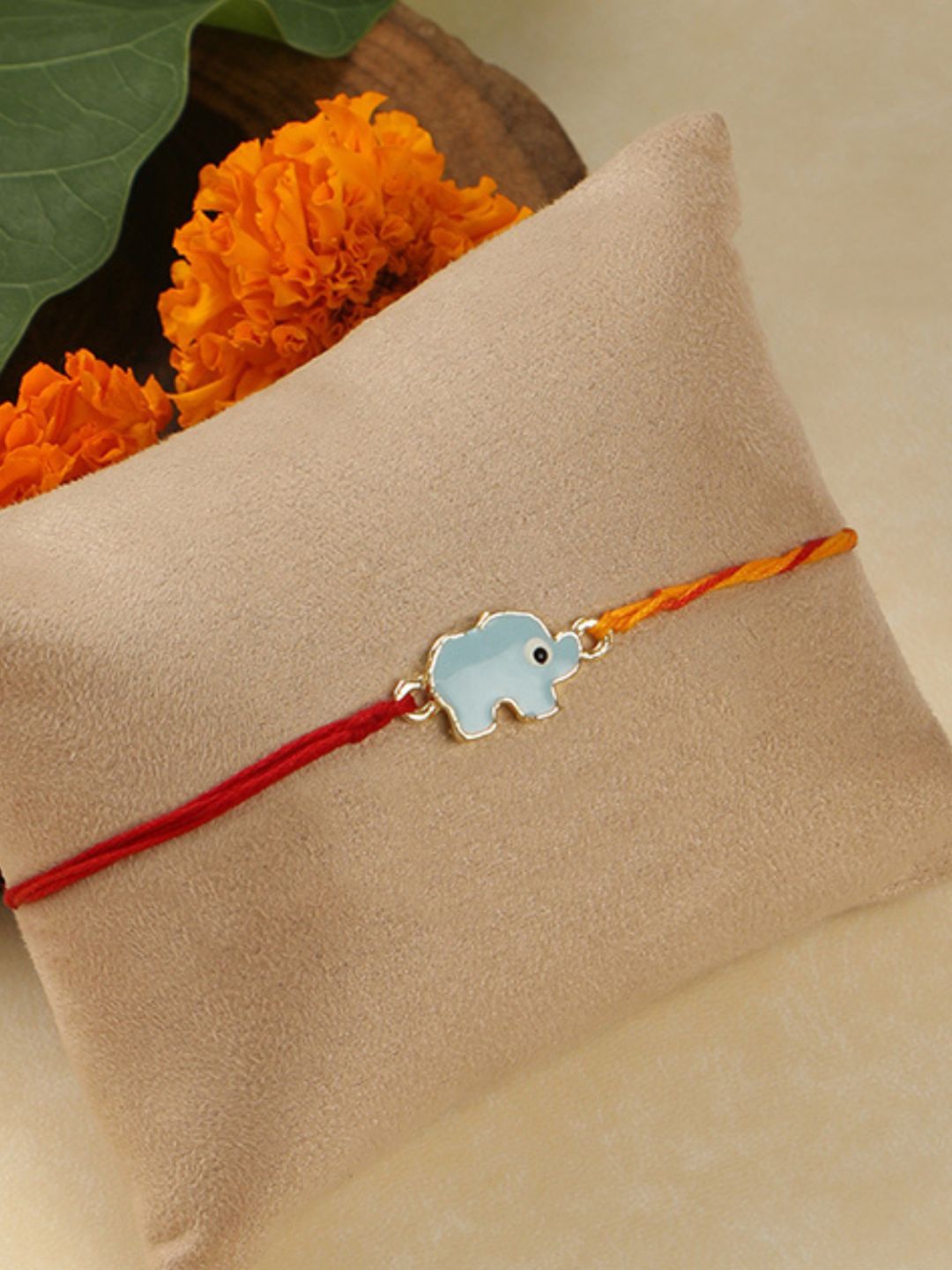 

Accessher Blue Enamel Elephant Design Rakhi with Greeting Card for Kids, Brother & Gifting