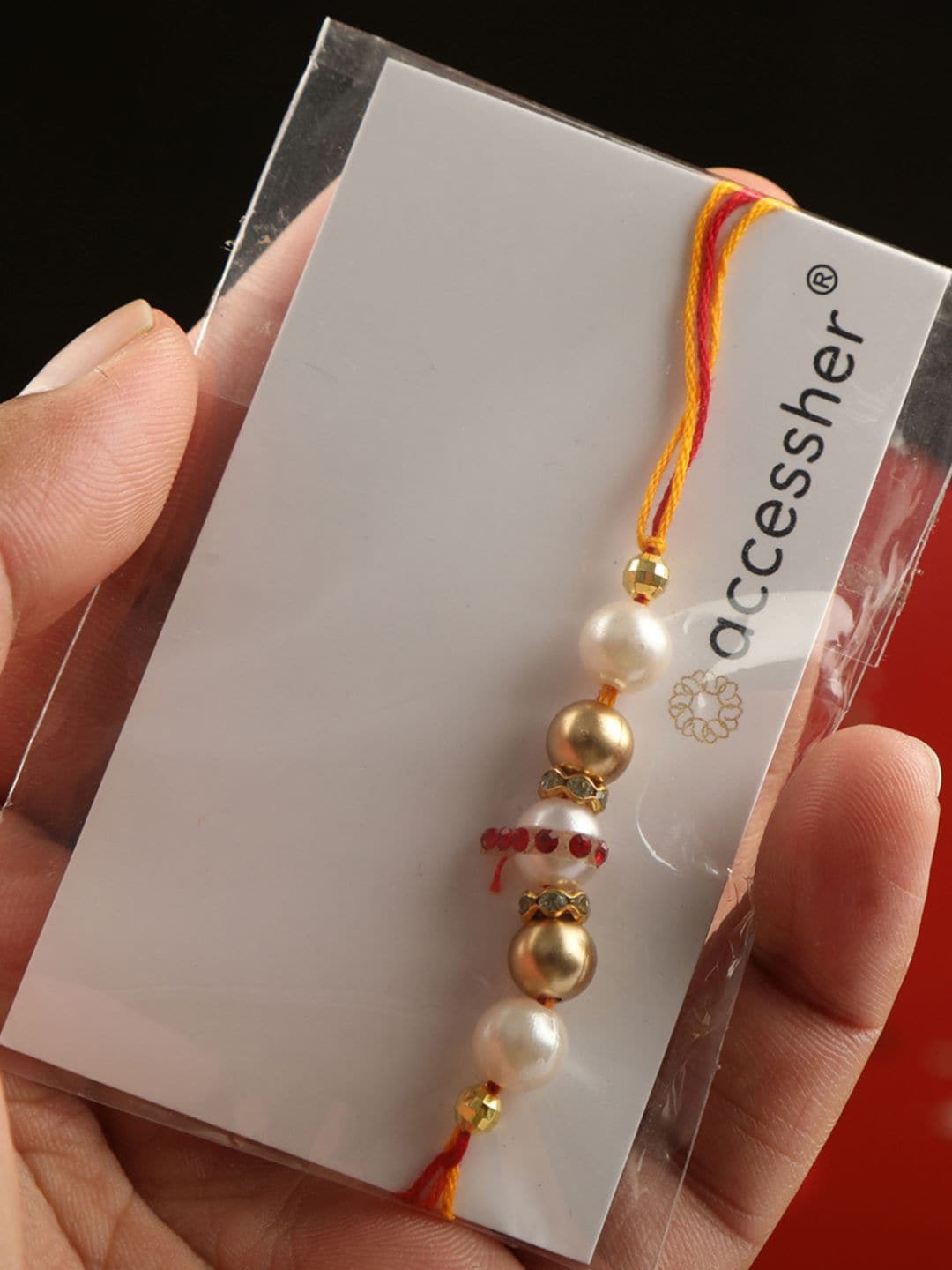 

AccessHer Men Gold-Toned Traditional Delicate Beaded Rakhi Pack