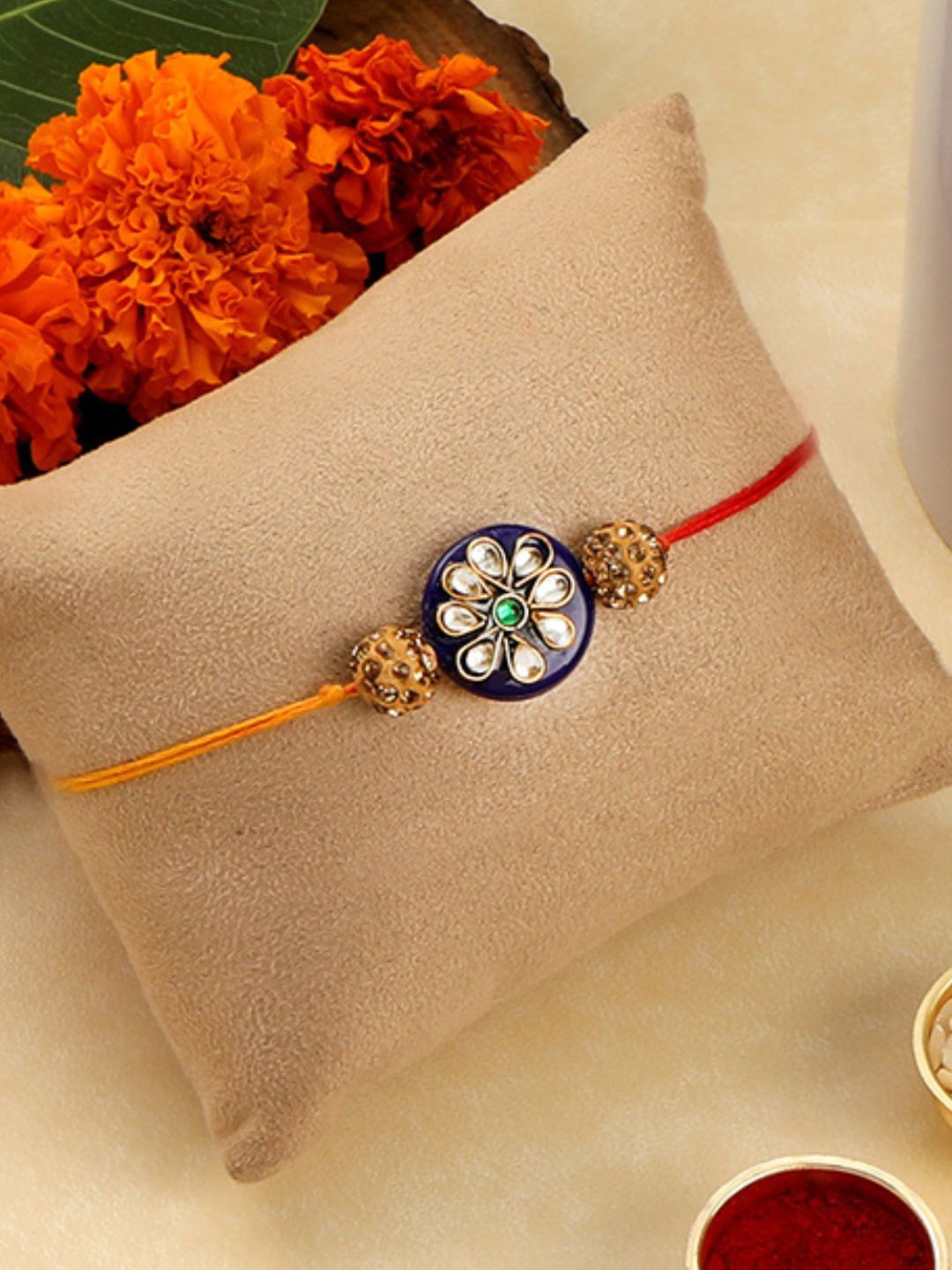 

AccessHer Blue & Red Enamelled Rakhi Set