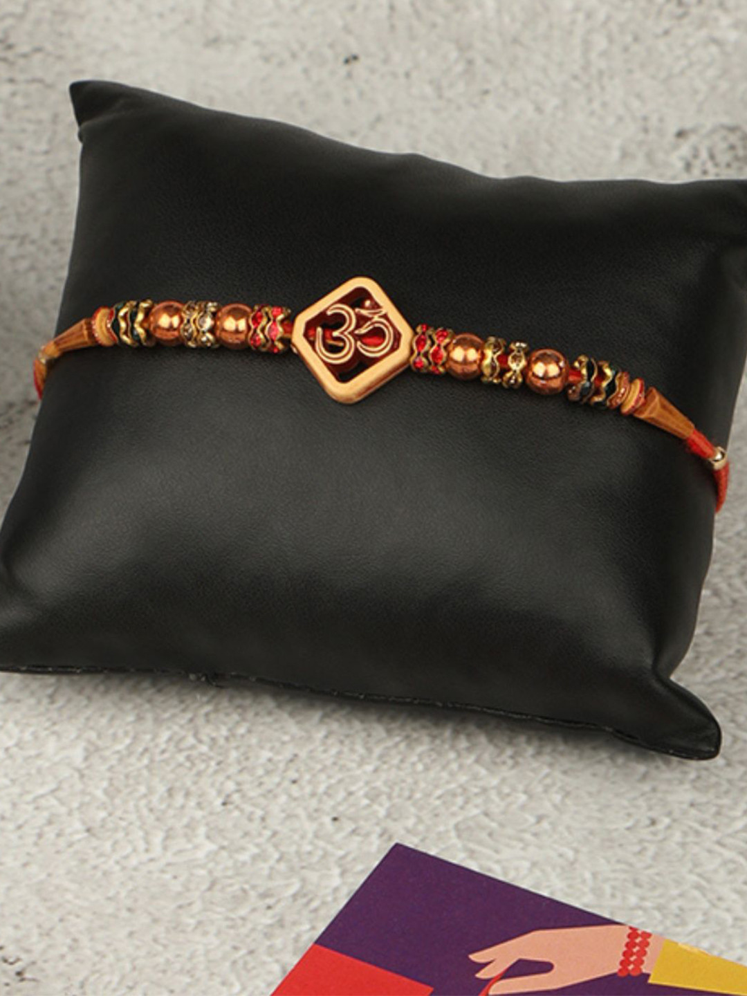 

Accessher Religious Om Rakhi with Multicolour Beads & Greeting Card for Brother & Gifting, Multi