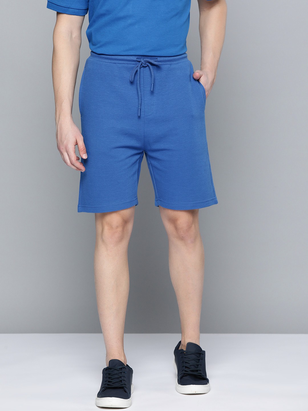 

ether Men Regular Fit Knitted Shorts, Blue
