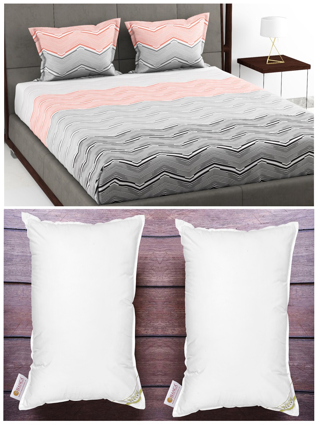 

BIANCA Set Of 180Tc King-Size Double Bedsheet With 2 Pillow Cover & 2 Anti Stress Pillows, White