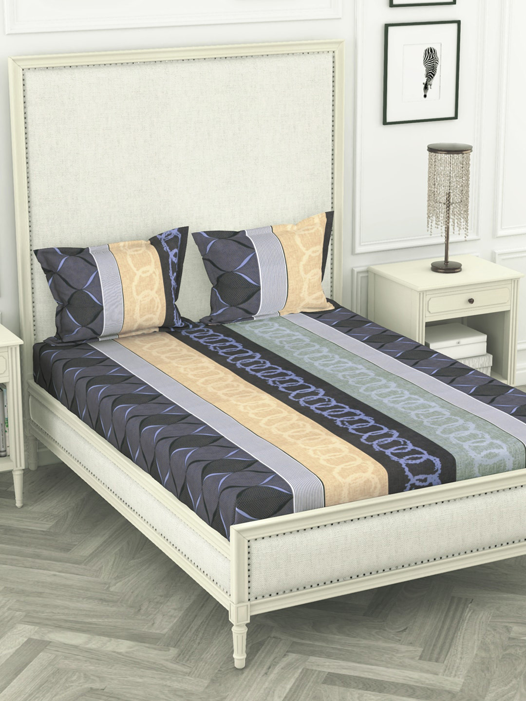 

BIANCA Set of 2 White Anti Stress Orthopedic Pillows & 210 TC Polyester King Bedsheet Set