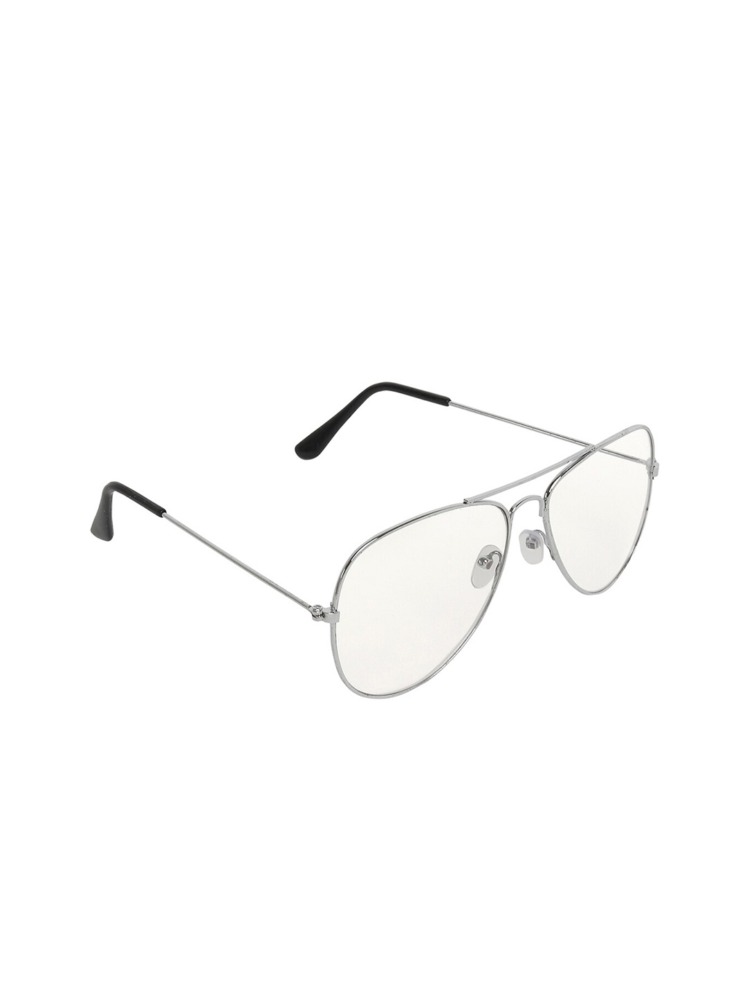 

CRIBA Unisex Clear Lens & Silver-Toned Aviator Sunglasses with UV Protected Lens