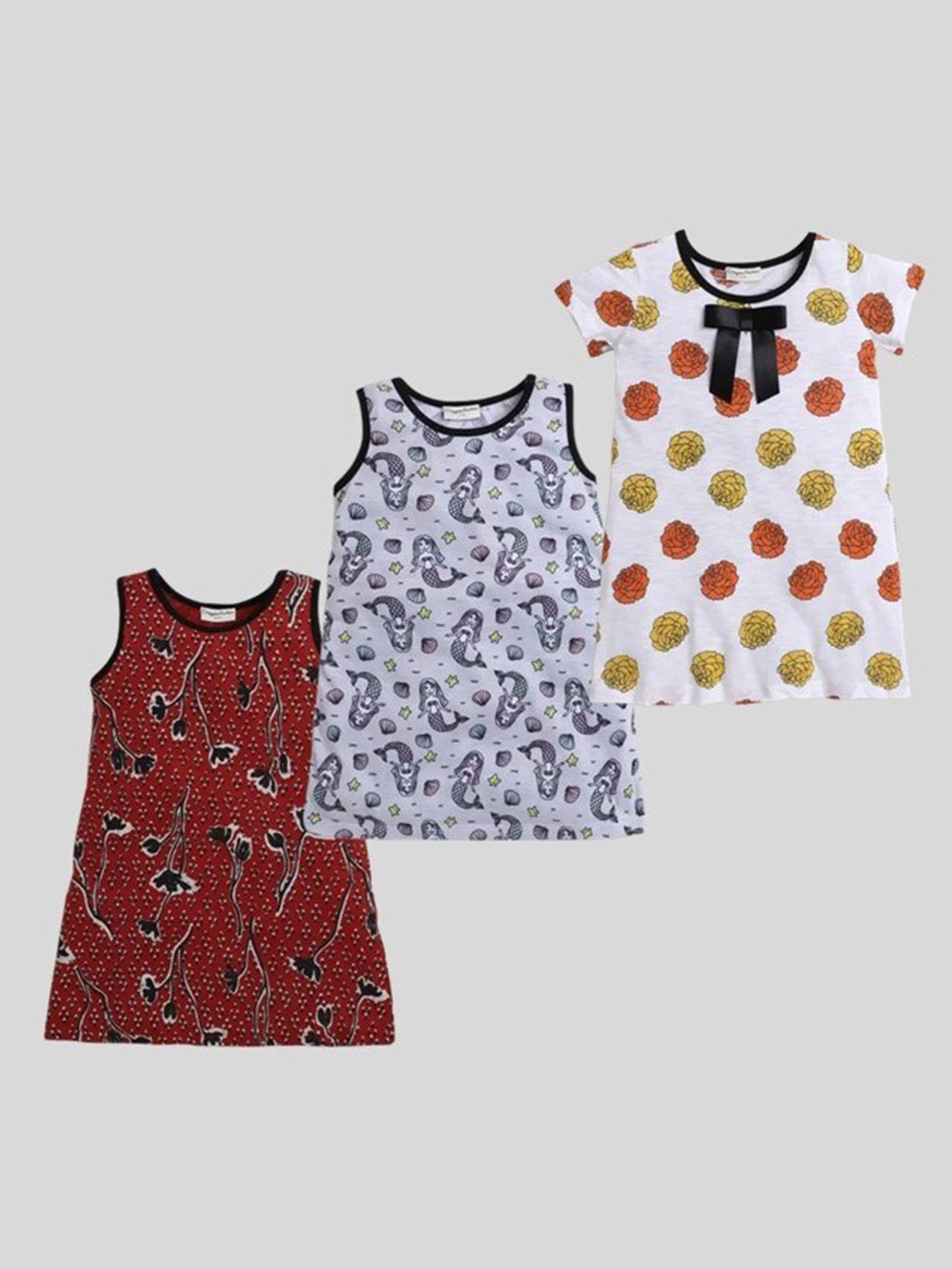 

CrayonFlakes Girls Pack of 3 A-Line Dress, Maroon