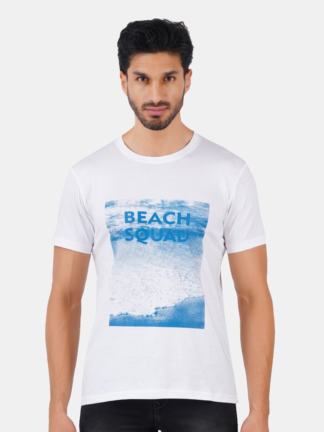 

Vibrant Vesture Men White Typography Printed Bio Finish T-shirt