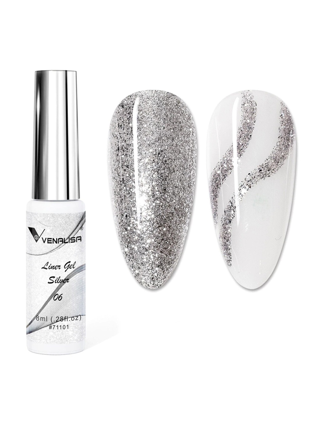 

VENALISA Soak Off UV & LED Nail Art Liner Gel Nail Polish 8 ml - Silver 06