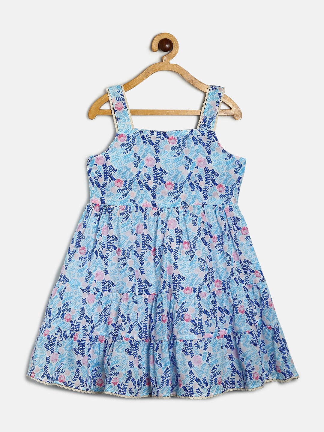 

MANET Blue & Pink Floral Printed Dress