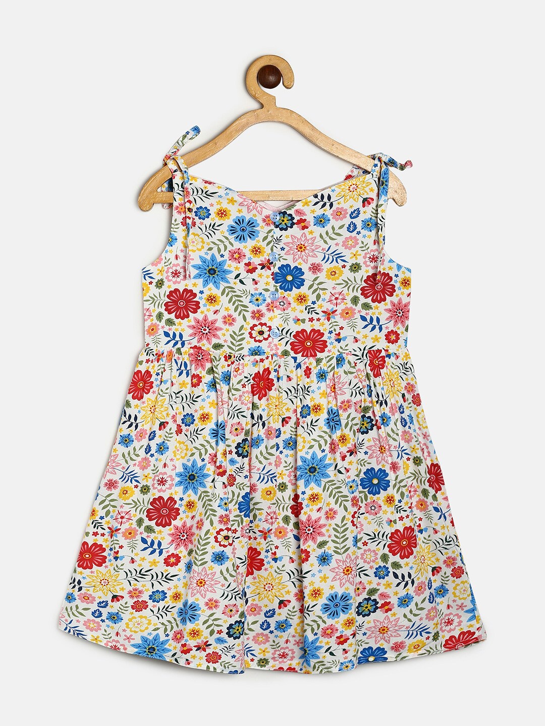 

MANET Girls White Floral Printed Dress