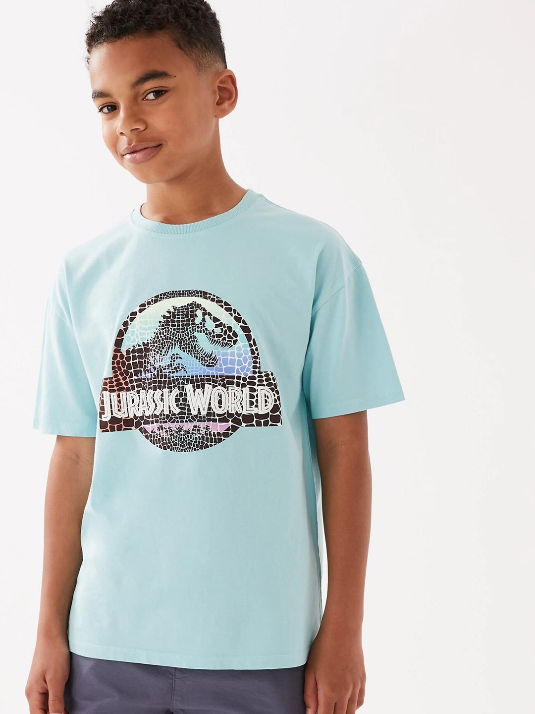 

Marks & Spencer Boys Blue Egg Shell Jurassic World Print T-shirt