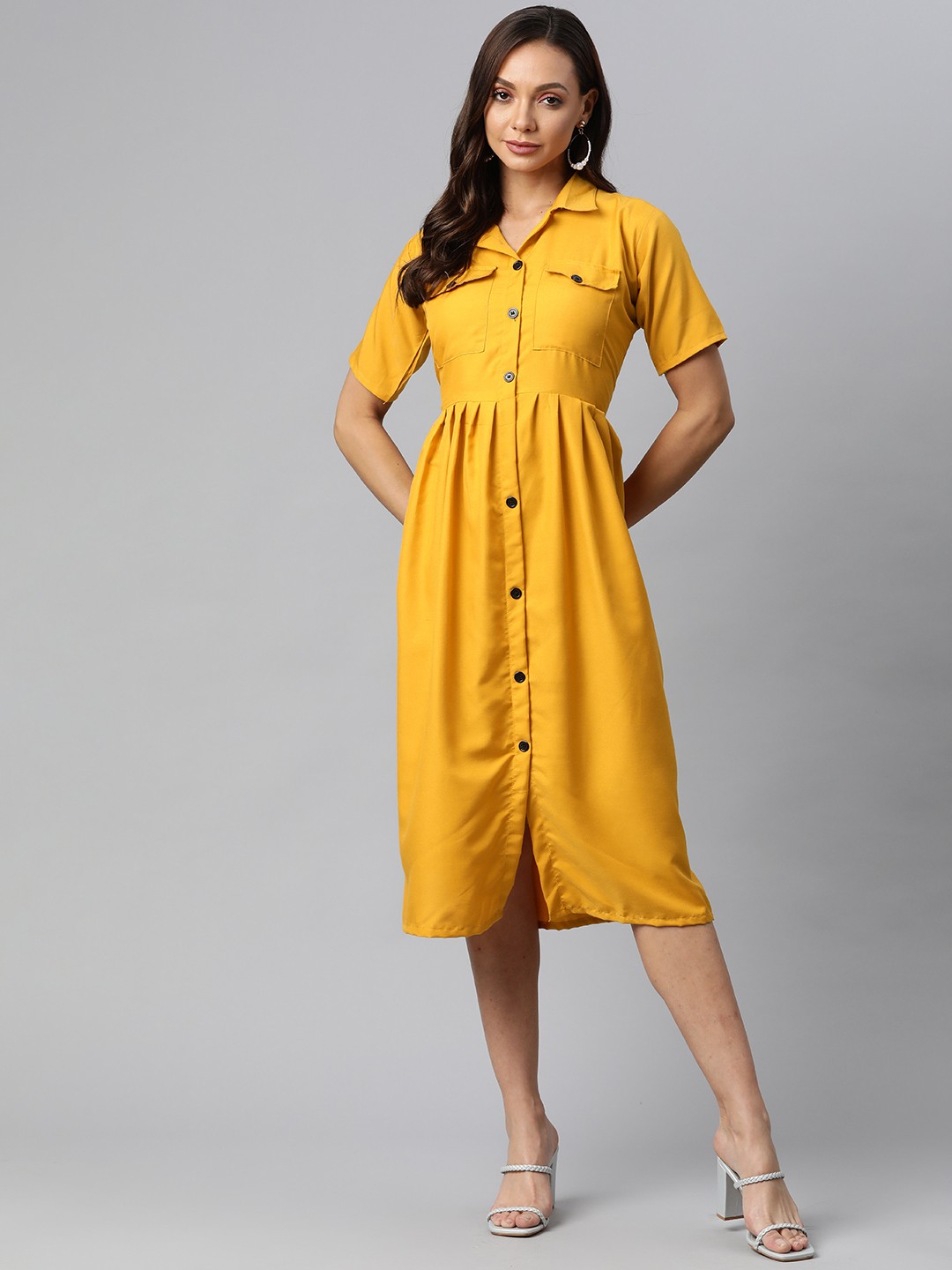

Fashion FRICKS Yellow A-Line Dress