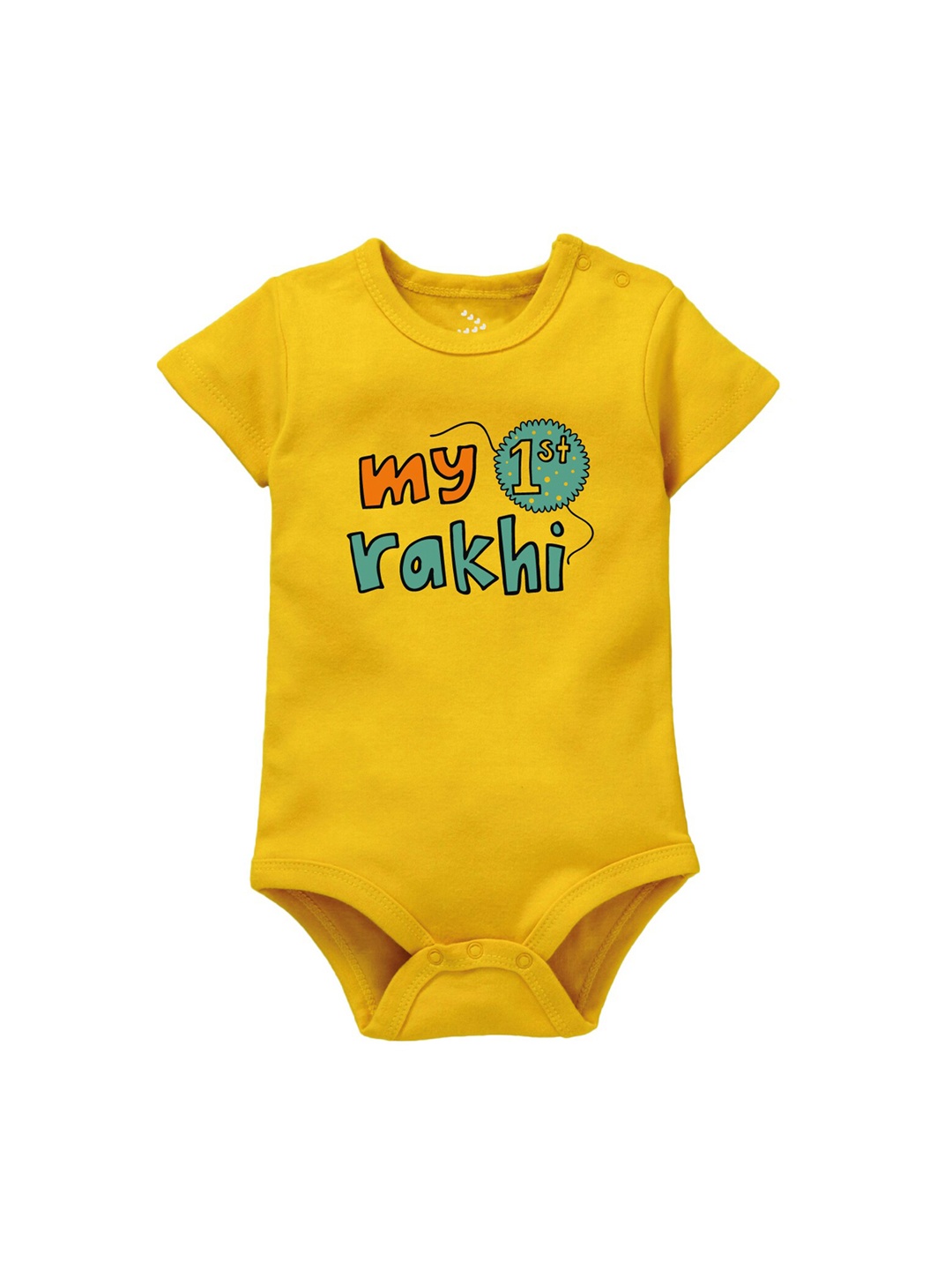 

Zeezeezoo Infants Yellow & Blue Printed Cotton My First Rakhi Bodysuit